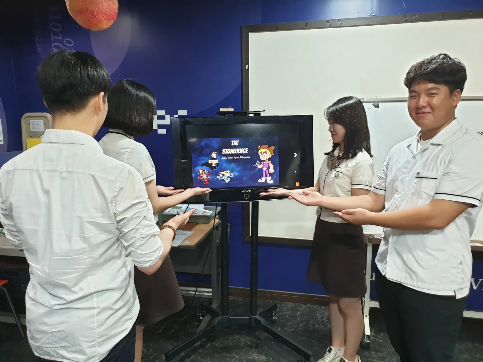 Students presenting their published project to the class